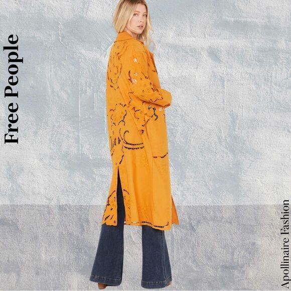 FREE PEOPLE SUZANNA DUSTER IN LIGHT BROWN MEDIUM NEW - Picture 4 of 7